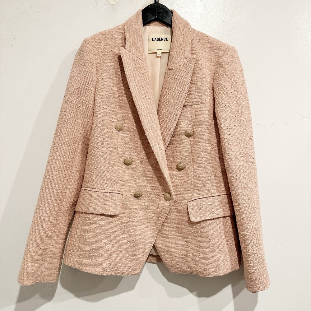 L'Agence Kenzie Double Breasted Blazer in Petal Pink Size 6 Old Money - Picture 5 of 13